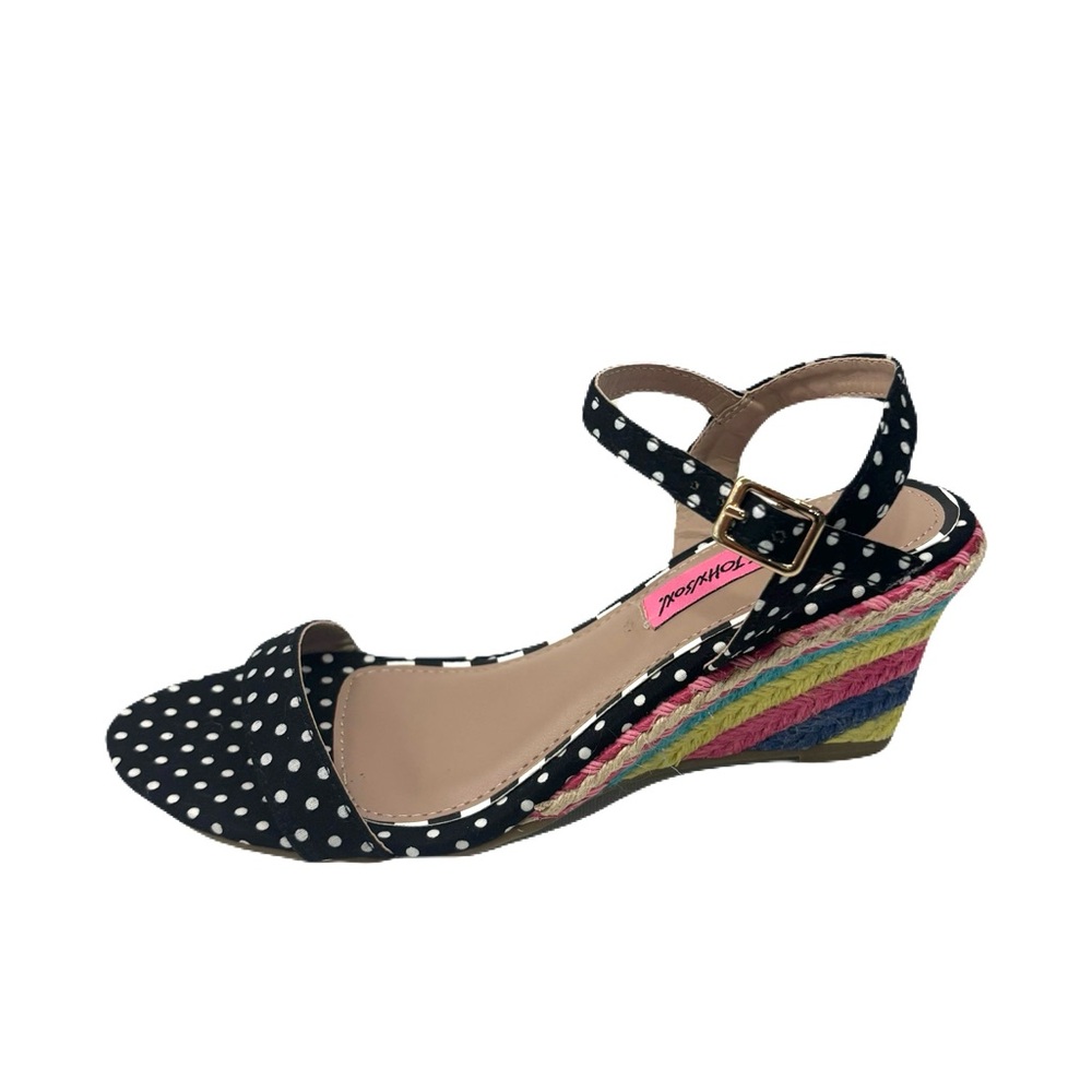 Betsey Johnson Black Polka Dot Wedge Sandals - Picture 2 of 7